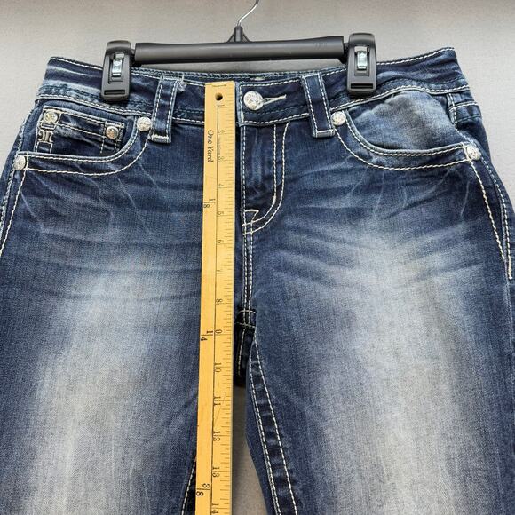 Miss Me Jeans Women's 28x35 (8) Dark Blue Standard Boot Fleur de Lis Western - Picture 13 of 15